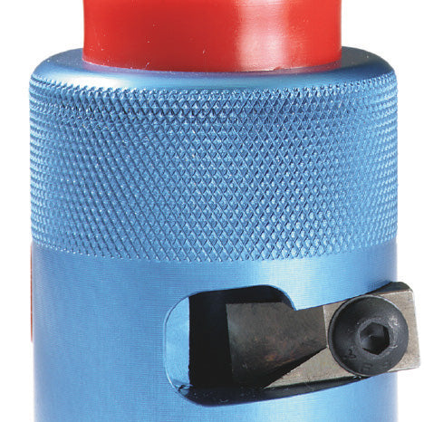Close up of the knurled tool body on the JCS jacket stripping tool by Cable Prep
