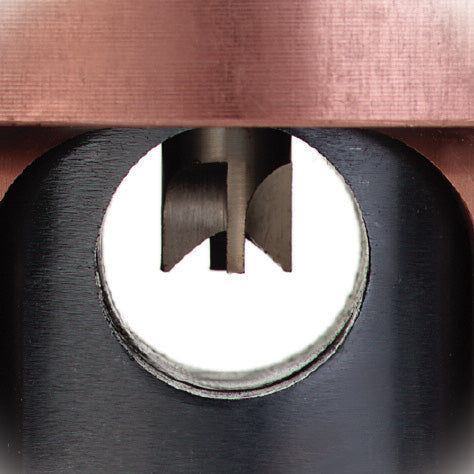 Close up of open body and blade design of AIO Stripping and Coring tool by CablePrep